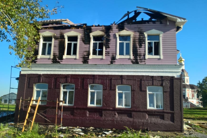 После пожара в общественном центре села Хирино