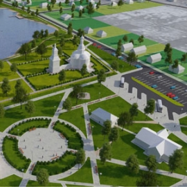 Перспективный вид на центральную площадь села Хирино