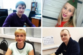 Слева направо, сверху вниз: Андрей Гуськов, Елена Медникова, Юлия Железнова, Алексей Печкорин – сотрудники АПКБ