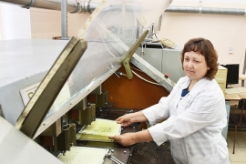 Изготовитель трафаретов, шкал и плат цеха №19 Елена Кутырева. Фото Елены Галкиной