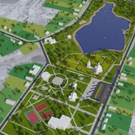 Перспективный вид на центр села Хирино с юга