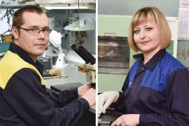 Андрей Чесноков, слесарь механосборочных работ цеха №56 и Алла Красникова, паяльщик цеха №16 АО «АПЗ»