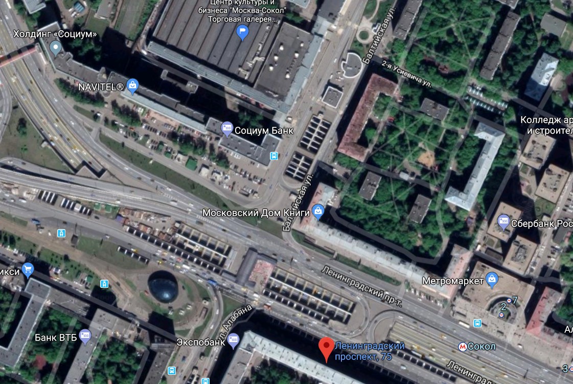 сторики предполагают, что Елизаветинско-Сергиевское убежище находилось на месте домов № 75–77 по Ленинградскому проспекту.