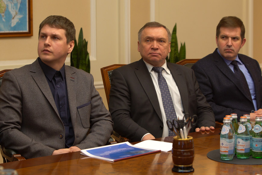 Научно-технический совет. Владимир Сухоруков, Владимир Евсеев, Дмитрий Черникин (слева направо)