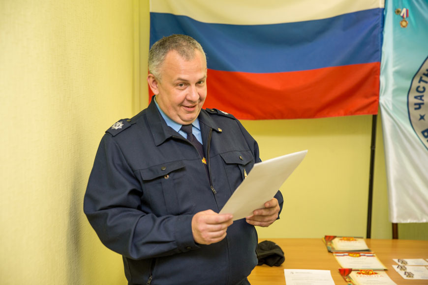 Дмитрий Шадров на награждении сотрудников ООО ЧОП «ВПК-Безопасность» в честь 20-летия компании