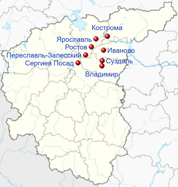 Основные города Золотого кольца. Фото: wikipedia.org